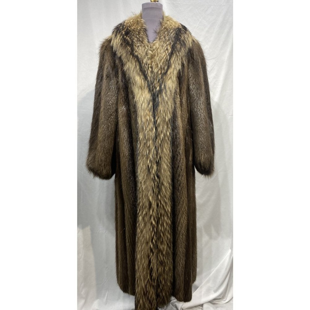 long hair beaver coat w/ fin raccon tux (34121)